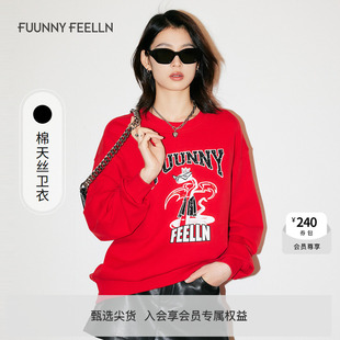 新款 冬季 FF仿佛女装 烫钻中国红休闲套头印花卫衣 新系列