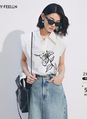 【100棉】FF仿佛衬衫2025年夏季新款手绘印花白色设计感气质上衣