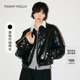 FF仿佛冬季 时尚 新款 黑色亮皮质感棉衣外套女上衣短款