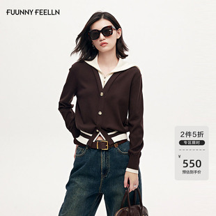 撞色套头长袖 新款 上衣 女美拉德假两件设计感2025秋季 FF仿佛针织衫