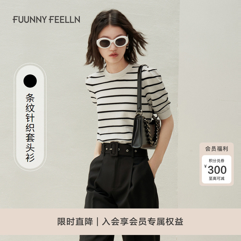 商场同款T恤女短款潮短袖针织衫