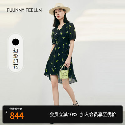 短袖印花连衣裙女FUUNNYFEELLN