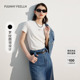 FF仿佛T恤女夏款 圆领印花设计宽松高级感显瘦正肩白色短袖 上衣女