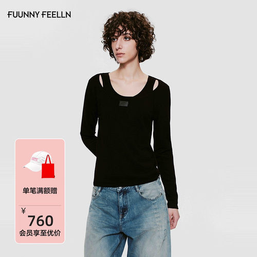 FF仿佛假两件辣妹风针织衫