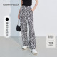 女宽松舒适高腰气质 条纹休闲裤 猫纹系列 FF仿佛夏季