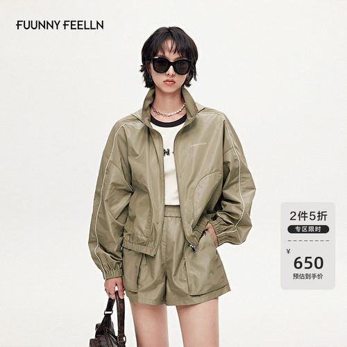 仿佛猫耳撞边设计户外休闲短外套