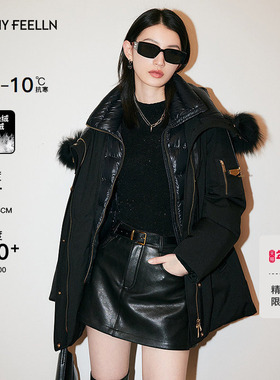 【极寒系列】FF仿佛冬季新款立领羽绒服女黑色中长款百搭时尚外套