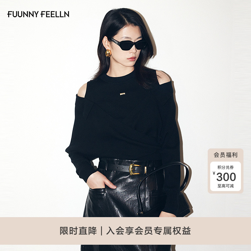 FF仿佛露肩法式针织衫