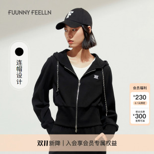 宽松薄 仿佛春秋卫衣女外套黑色连帽时尚 商场同款