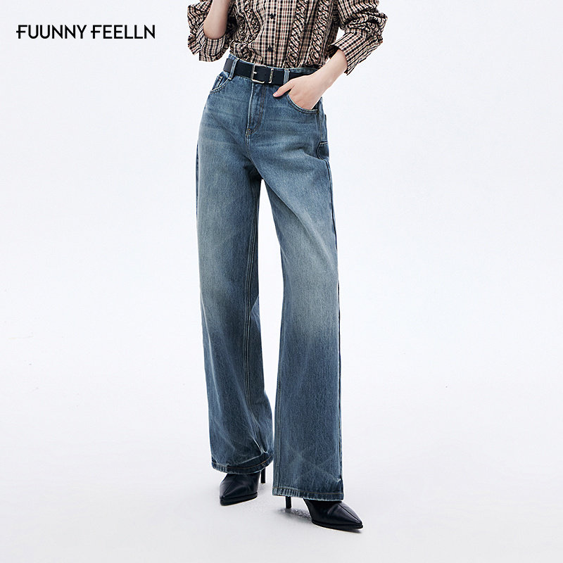 FF仿佛牛仔裤女2026春季新款破洞宽松直筒水洗丹宁显瘦高腰阔腿裤,女装/女士精品,牛仔裤,淘宝优惠券,粉丝福利购,淘宝优惠卷