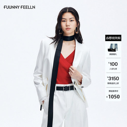 FF仿佛干练通勤白色西装外套女