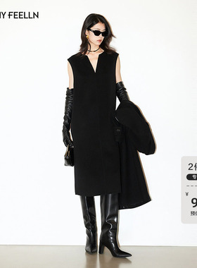 【赫本风】FF仿佛黑色连衣裙2025冬新款高级感无袖背心裙小黑裙