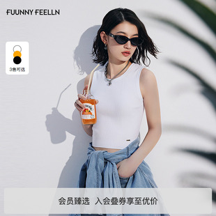 FF仿佛针织背心2025年夏新款 无袖 女上衣外穿套头修身 设计感打底衫