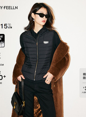 FF仿佛冬季新款黑色羽绒马甲背心女立领内外两穿设计感小众
