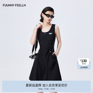 FF仿佛連衣裙2025年夏季 工裝 風收腰a字女氣質背心無袖 小黑裙 新款