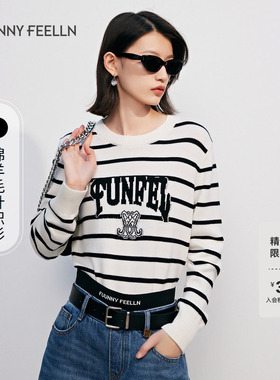 【金晨同款】FF仿佛2025春新款条纹绵羊毛针织衫女