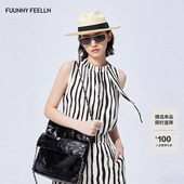 猫纹系列 FF仿佛衬衫 2025年夏新款 飘带领条纹系带无袖 通勤小衫