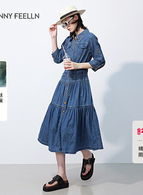 FF仿佛连衣裙女2025春季新款收腰系带个性长款复古