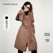 100绵羊毛 仿佛毛呢外套女冬季 咖色中长款 韩版 爆