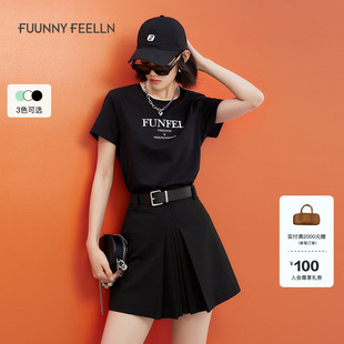 短袖 仿佛夏季 T恤女黑色休闲圆领纯棉印花 商场同款