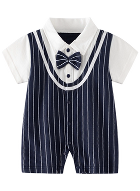 男宝宝百天周岁礼服西装连体衣