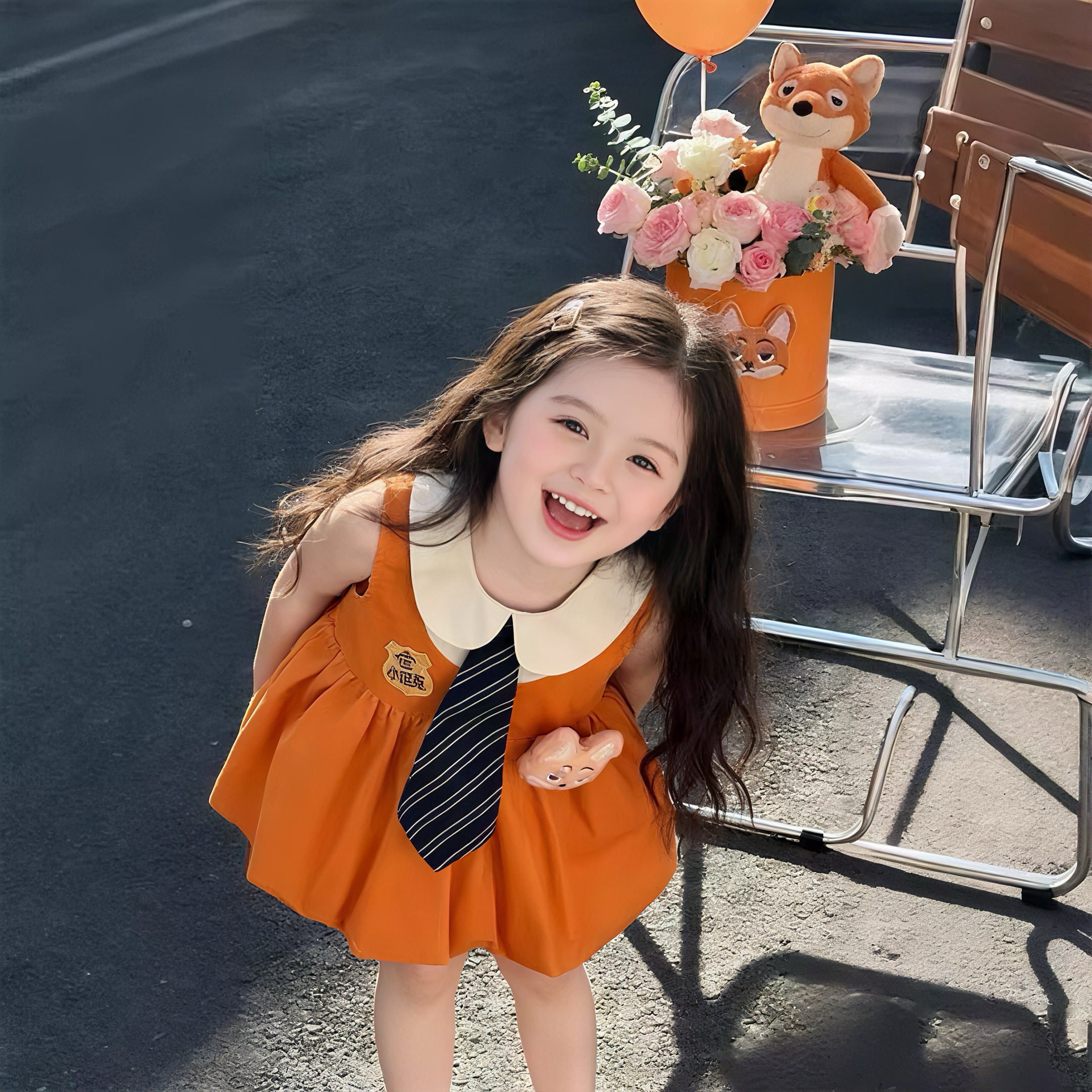 女童兔子警官连衣裙儿童裙子夏2026新款洋气小公主裙女宝宝礼服图片
