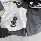 套装 背心衣服网红童装 夏款 儿童衣服潮帅气夏季 潮 2025新款 男童夏装