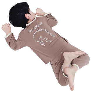 莫代尔男童套装睡衣家居服夏季中小童宝宝薄款卡通儿童春款空调服