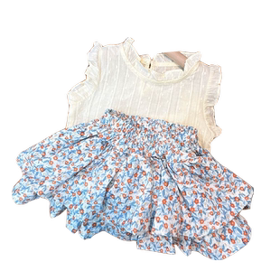 女小童裙裤套装夏款2025新款宝宝洋气夏装棉布女童时髦两件套夏季