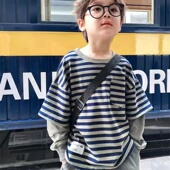 上衣假两件长袖 男童秋装 儿童春秋款 新款 t恤 2025网红炸街卫衣童装