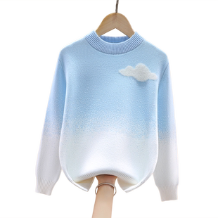 女童毛衣加绒加厚秋冬2025新款童装针织衫儿童洋气女孩内搭中大童