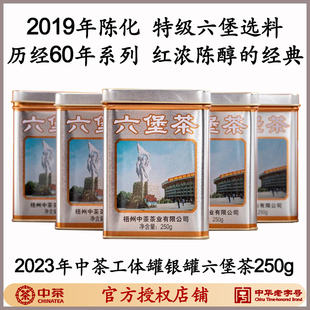 经典外贸工体罐银罐2023版2019年陈化中茶窖藏六堡茶特级250克