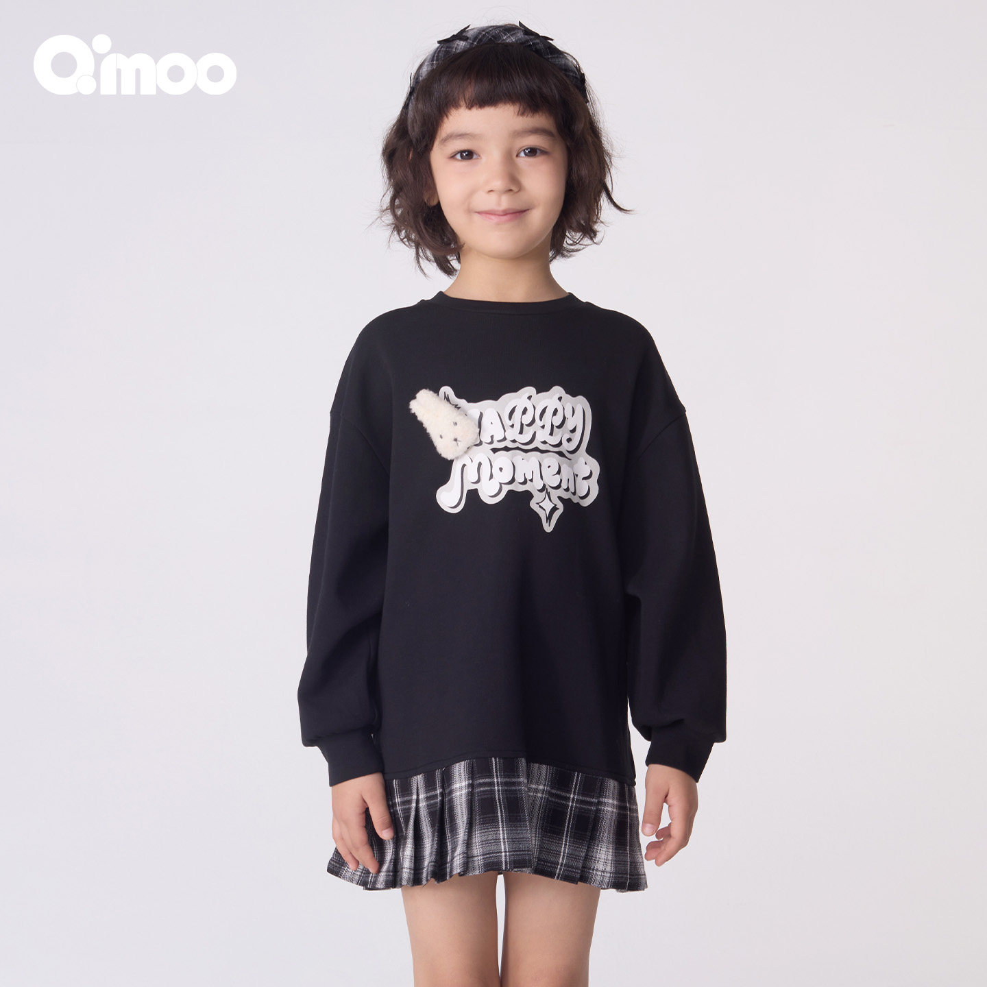 Qimoo淇木25秋季新款童装女童立体玩偶假两件连衣裙QSS3LC202B