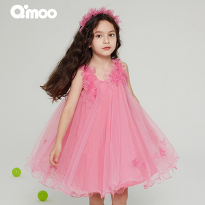Qimoo淇木夏季新款女童装公主人鱼网纱可爱公主连衣裙QCL2LP139A
