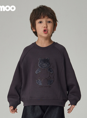 Qimoo淇木秋季新款童装男童可爱小熊宽松休闲卫衣QCL3TC229B