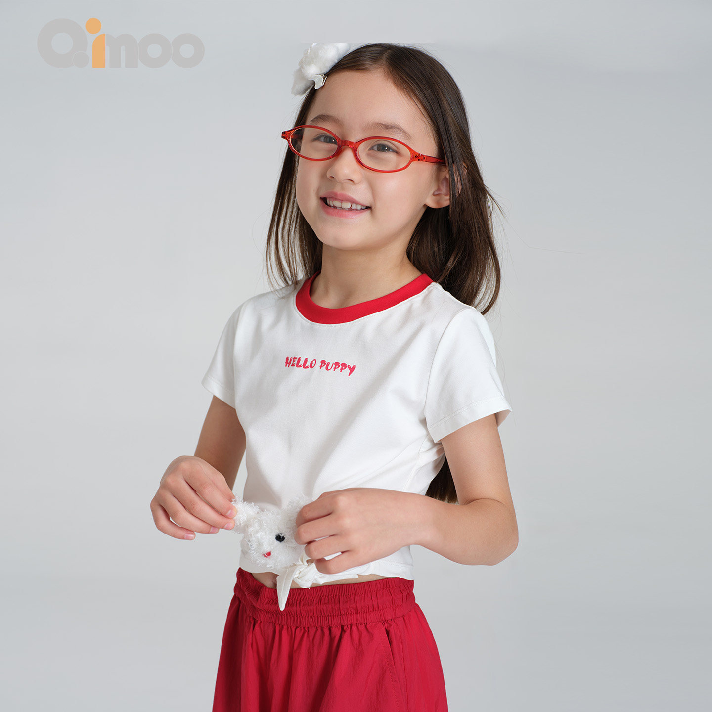 Qimoo淇木26夏季新款女童装可拆卸玩偶甜酷T恤上衣QWM2TP203B