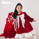 Qimoo 女童丝绒蝴蝶结撞色连衣裙QCL4LP328C 童装 淇木冬季 新款