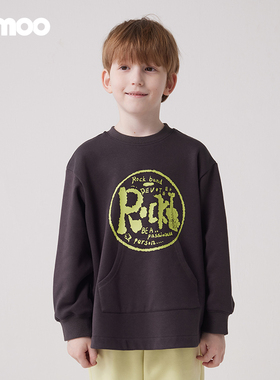 Qimoo淇木冬季新款童装男童运动撞色柔软卫衣套装QCL4TP215B