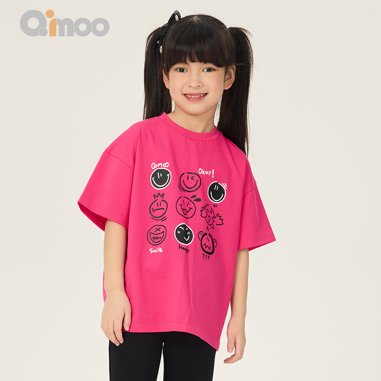 Qimoo26夏季新款童装女童纯棉面料卡通印花短袖T恤QWM2TC815P