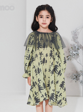 淇木Qimoo童装女舒适可爱撞色印花A字公主连衣裙QMT1LC305C