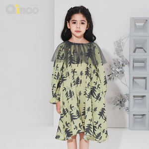 淇木Qimoo童装女舒适可爱撞色印花A字公主连衣裙QMT1LC305C