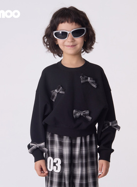 Qimoo淇木25秋季新款童装女童立体蝴蝶结卫衣套头衫QSS3TC203B