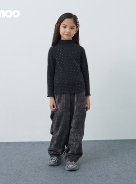 Qimoo淇木25冬季新款童装女童雪尼尔工装阔腿休闲裤QSS4KP111A