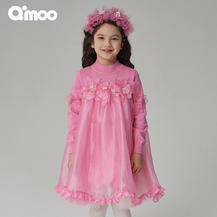 连衣裙QCL3LC349C 柔软舒适高定女童公主长袖 Qimoo淇木秋季 新款