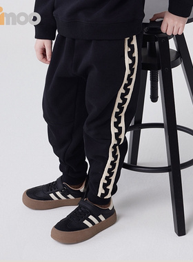 Qimoo淇木冬季新款童装男童撞色加绒卫衣套装裤子QCL4KP318C