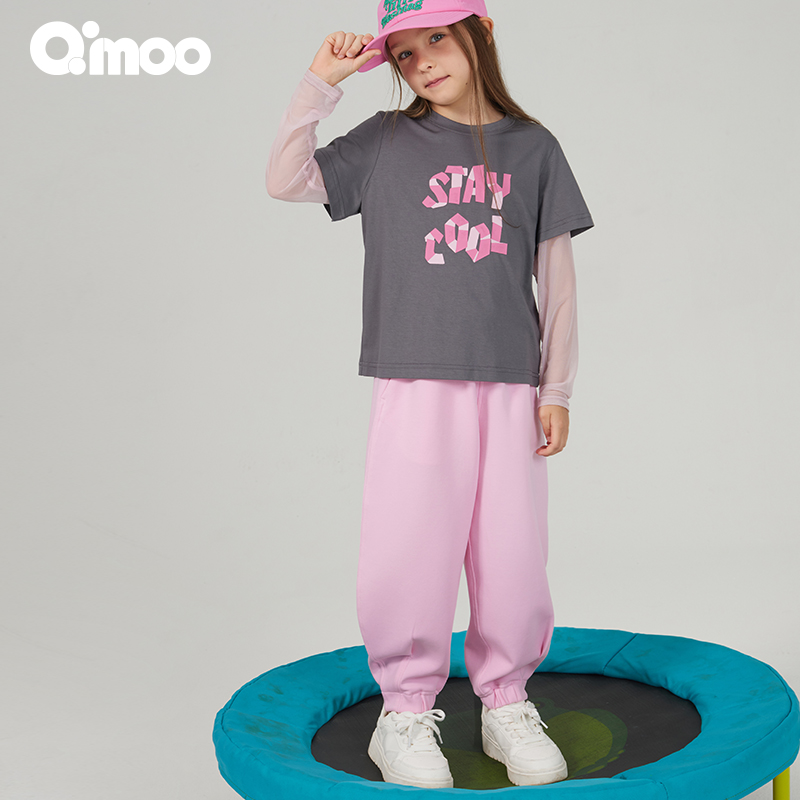 Qimoo/淇木25春季新款童装男女童运动百搭香蕉长裤子QSS1KC302C