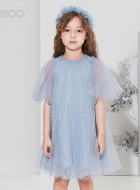 淇木Qimoo童装春女童时尚优雅梦幻泡泡袖公主连衣裙QMT1LP312C
