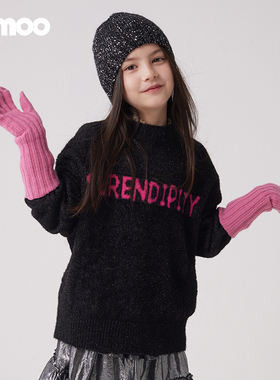 Qimoo/淇木冬季新款童装女童柔软中长撞色套头衫QCL4TP163A