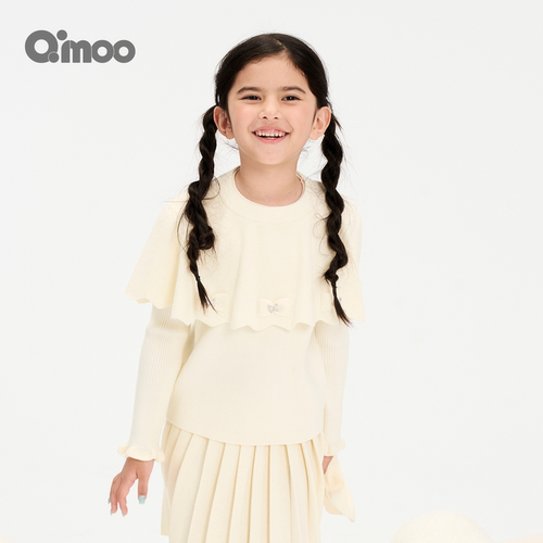 Qimoo淇木冬季女童荷叶边毛衣