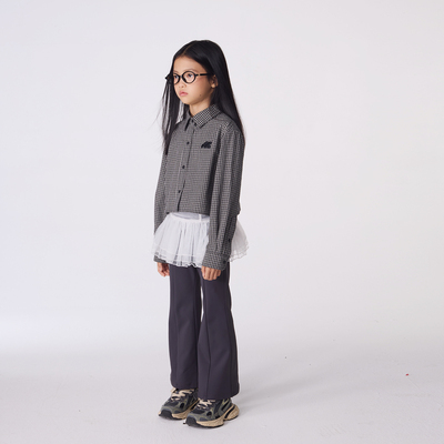 Qimoo淇木25秋季新款女童舒适网纱半裙两件套长裤子QSS3KP238B